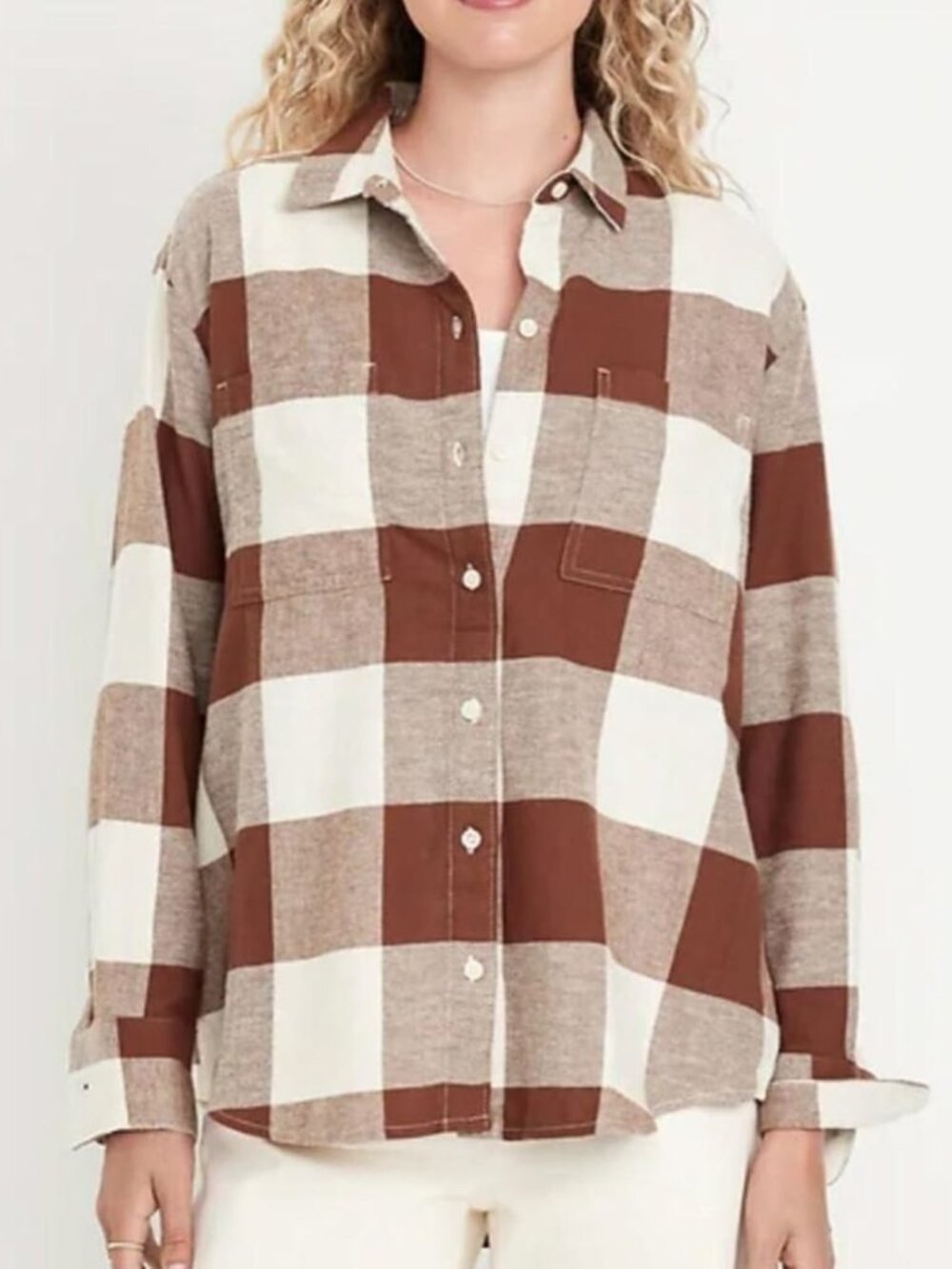 NWT Old Navy Flannel Boyfriend Tunic Shirt, Desert Floor